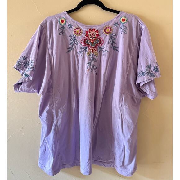 NWT Johnny Was Sicilia Boxy Knit Embroidered Purple Tee sz XL - Picture 4 of 4